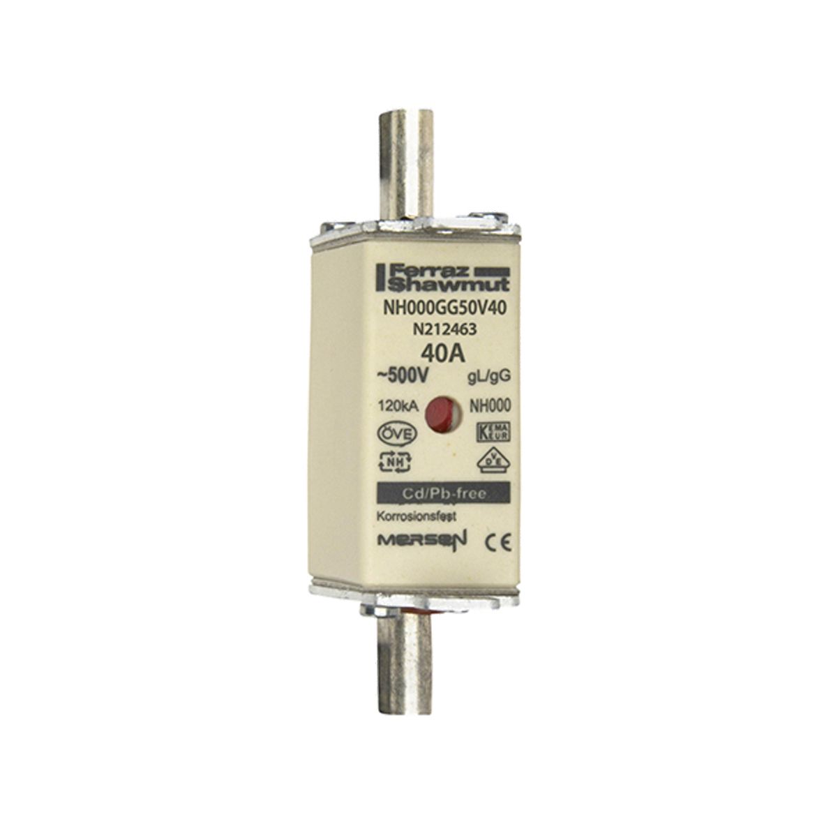 N212463 - NH fuse-link gG, 500VAC, size 000, 40A double indicator/live tags
